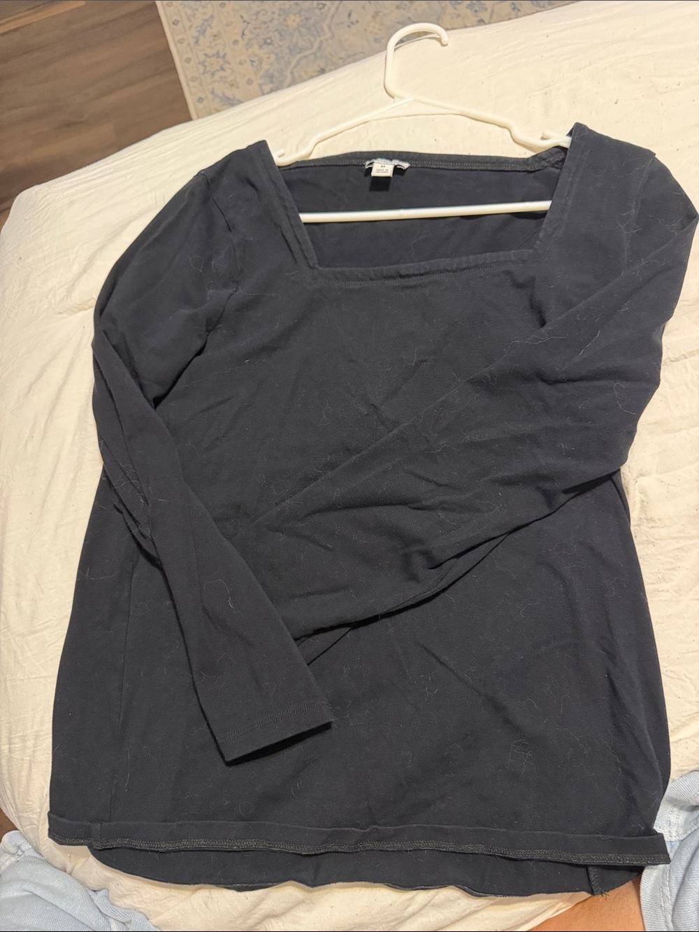 J. Crew Black Long-Sleeve Square Neck Top